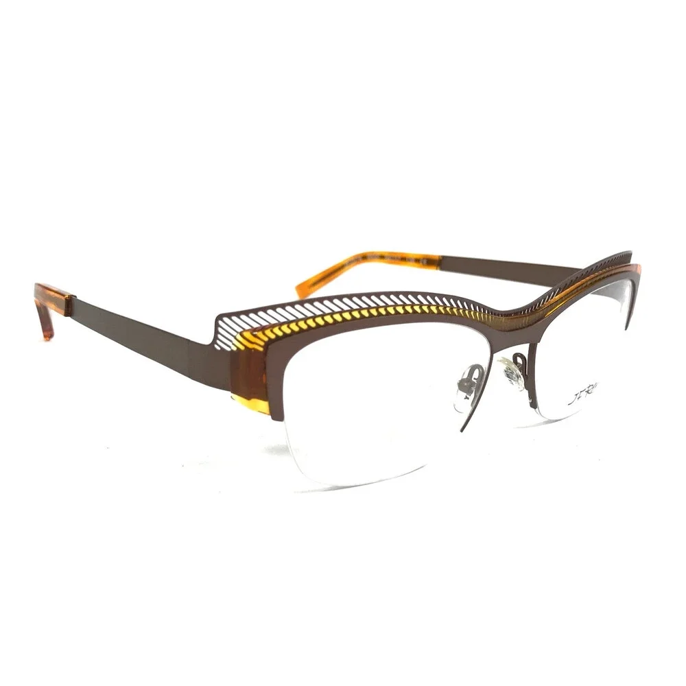 J.F. Rey Eyeglasses Frames JF2574 9550 Brown Orange Cat Eye Half Rim 54-17-136